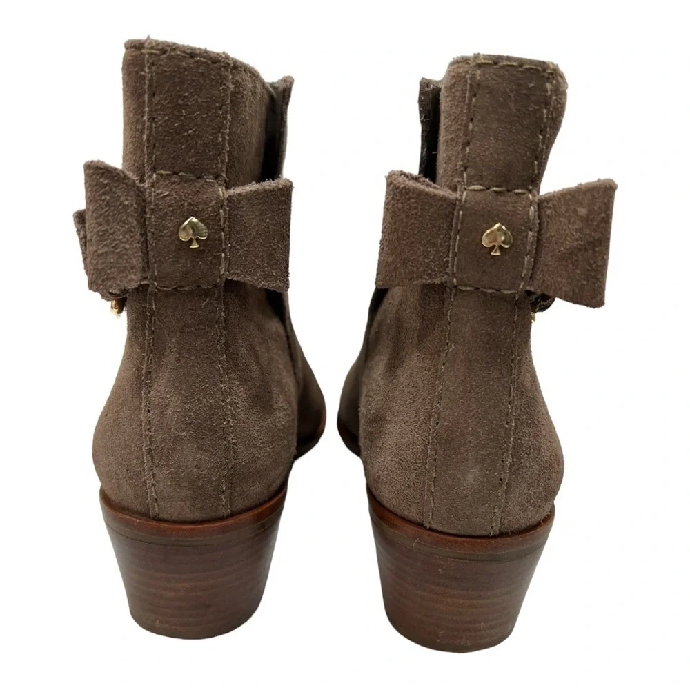 kate spade new york Ankle Booties - Taley Bow Brown Suede size 7.5 M